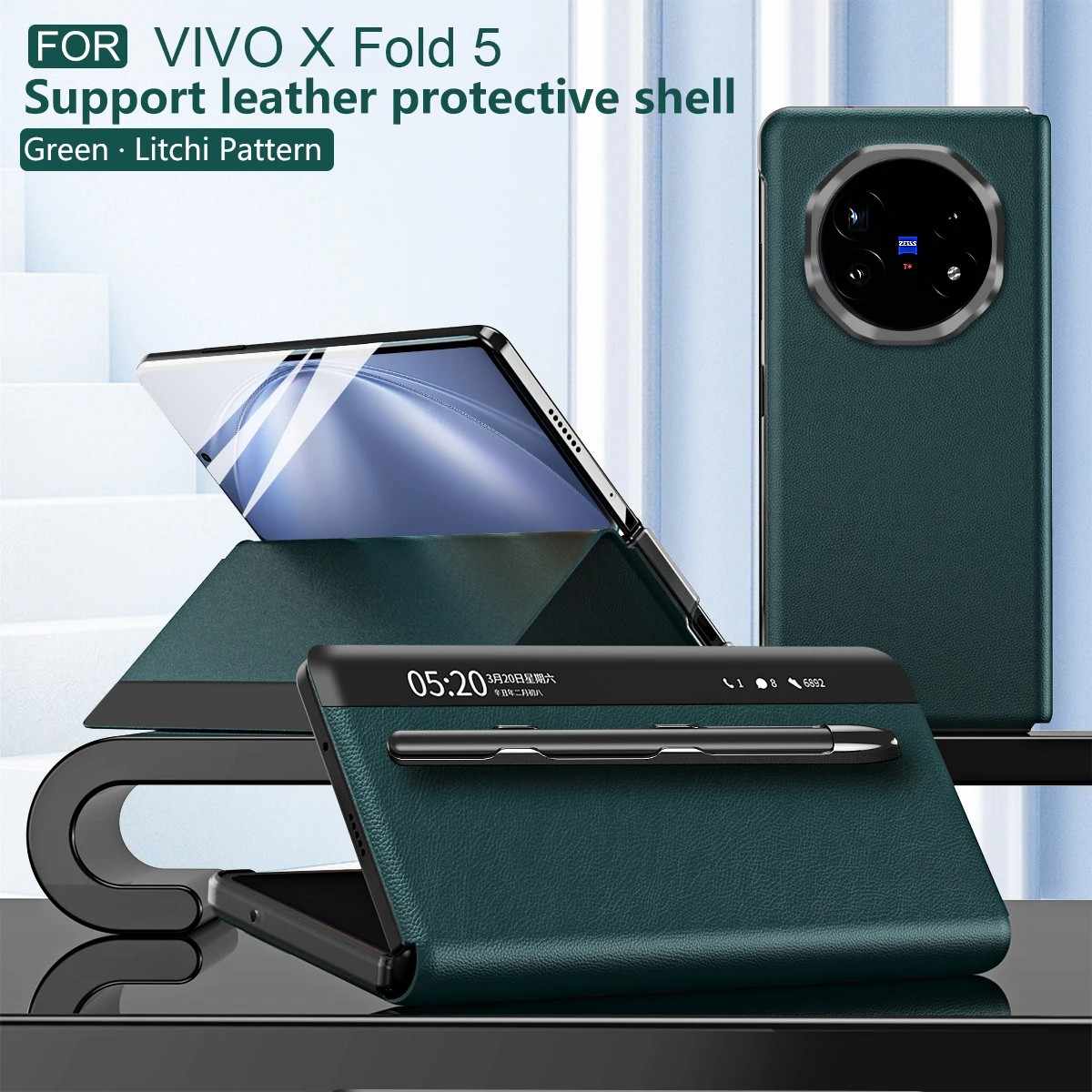 Capa Vivo X Fold: Touch, Couro e Porta-Caneta