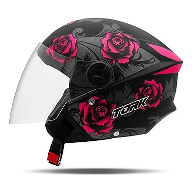 Capacete Aberto New Liberty 3 Flowers Rosa Pro Tork 58cm