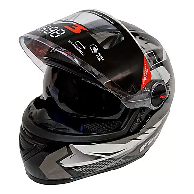 Capacete Moto Integral GTX FOX Grafite Brilhante Tamanho 56 - Fw3