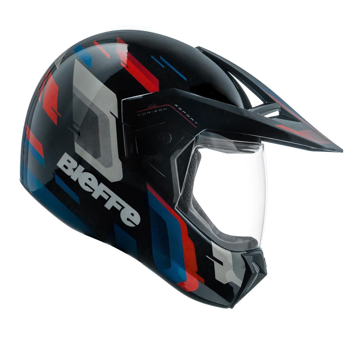 Capacete Moto Enduro Bieffe 3 Sport Horizon Preto/Vermelho - Segurança e Estilo