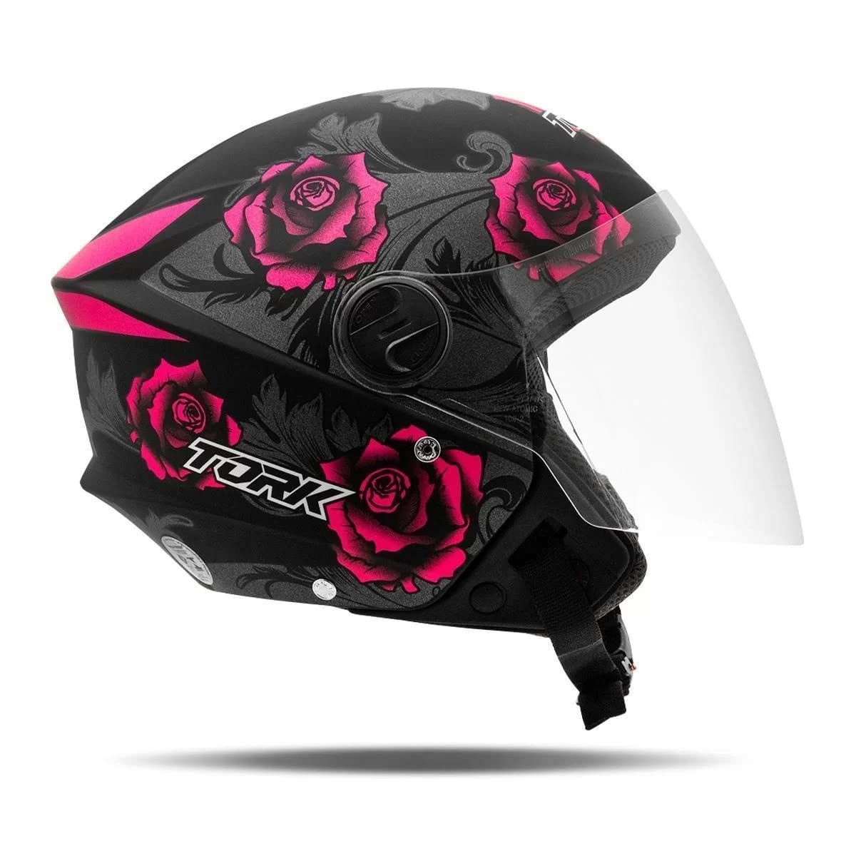 Capacete Aberto Pro Tork New Liberty 3 Flowers Fosco Rosa - Preto Tam. 58 | Segurança e Estilo