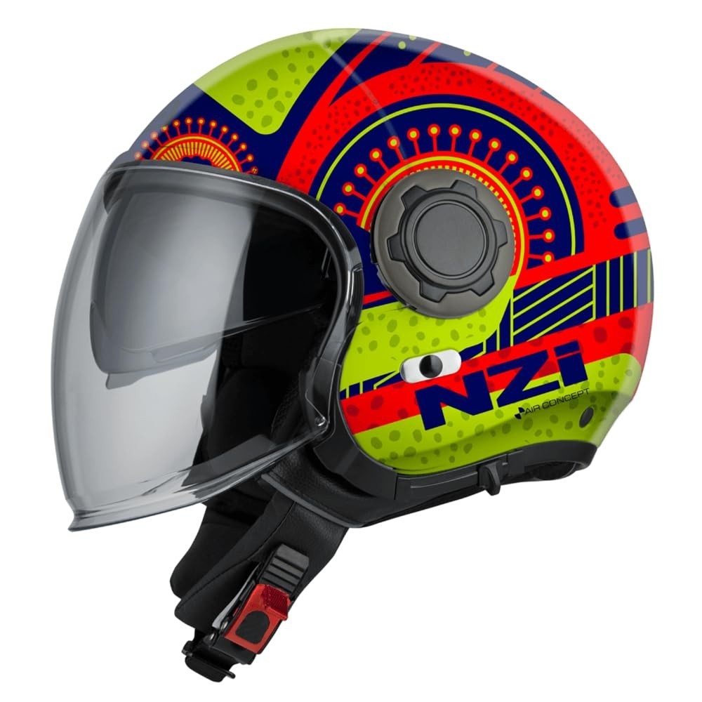 Capacete Nzi Ringway Duo Antera Azul/Neon/Vermelho: Estilo, Segurança e Conforto para Sua Pilotagem