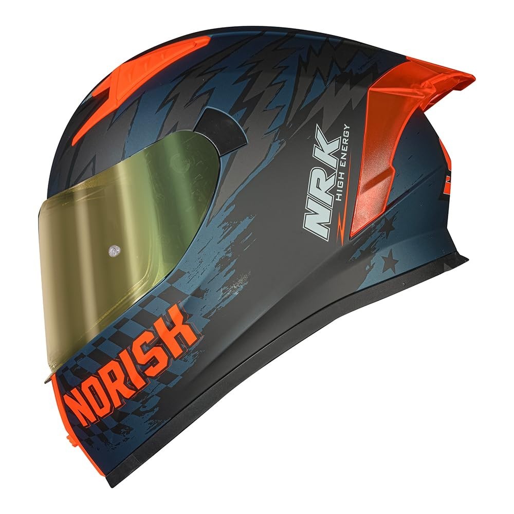 Capacete Norisk Flow Daytona Azul e Laranja - Segurança e Estilo para Sua Pilotagem
