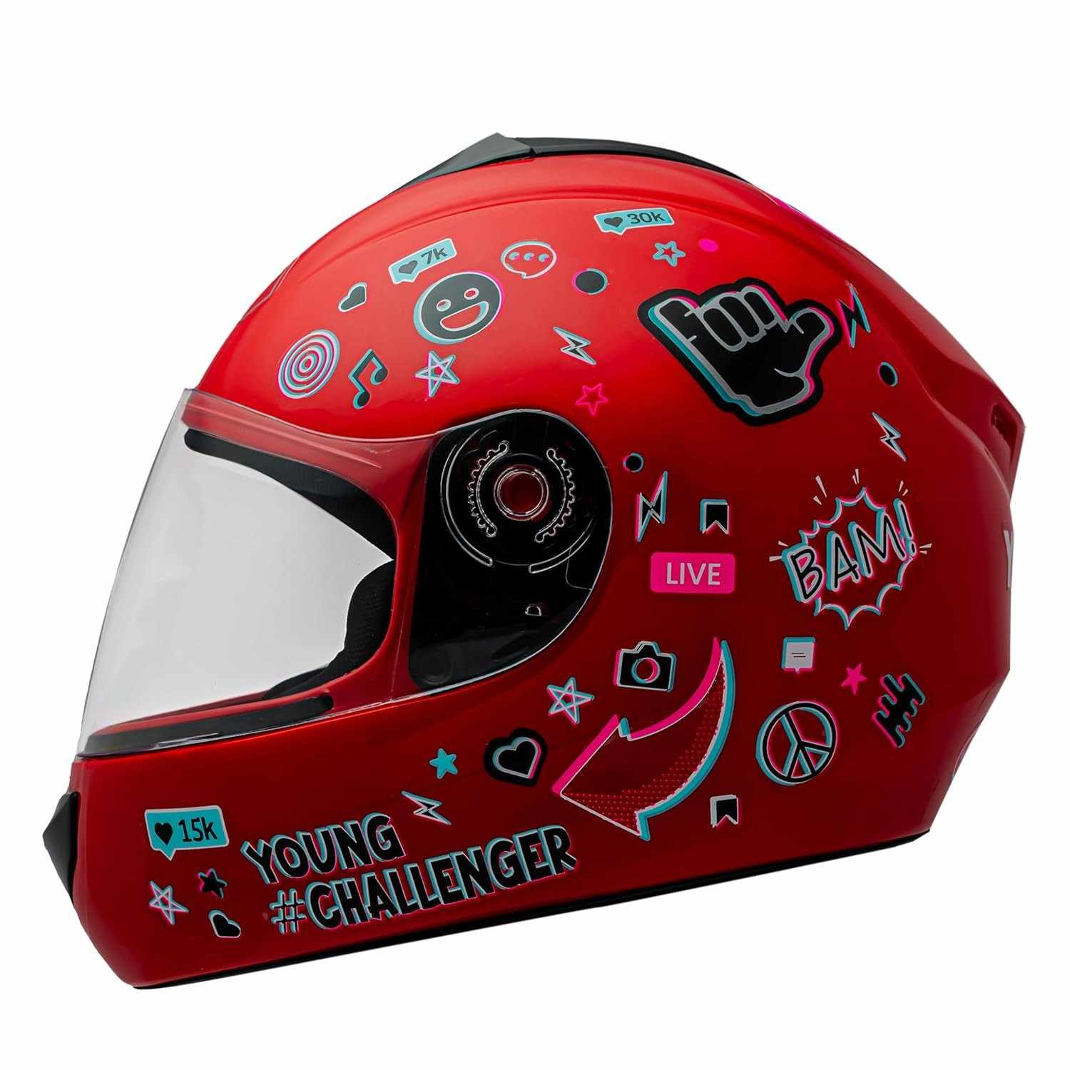 Capacete Moto Infantil Fly Young Live Vermelho Brilhante - Segurança e Estilo para Pequenos Aventureiros!