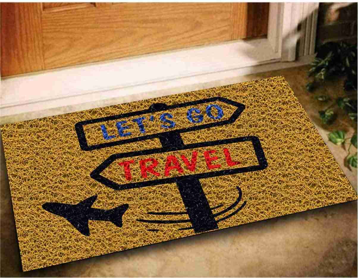 Tapete Capacho Decorativo Let's Go Travel 60x40cm - Estilo Viagem para Casa