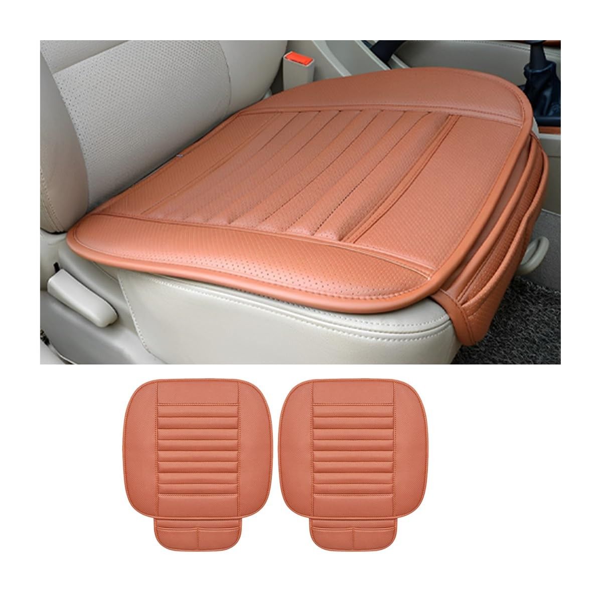 Zipelo: Pacote com 2 Capas de Assento de Carro em Couro Respirável e Antiderrapante - Conforto e Estilo Universal (Café)