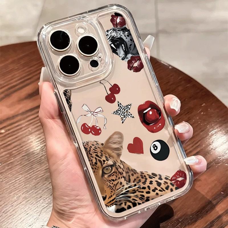 Capinha Animal Print Anti-Choque para iPhone 11 a 16 Pro Max