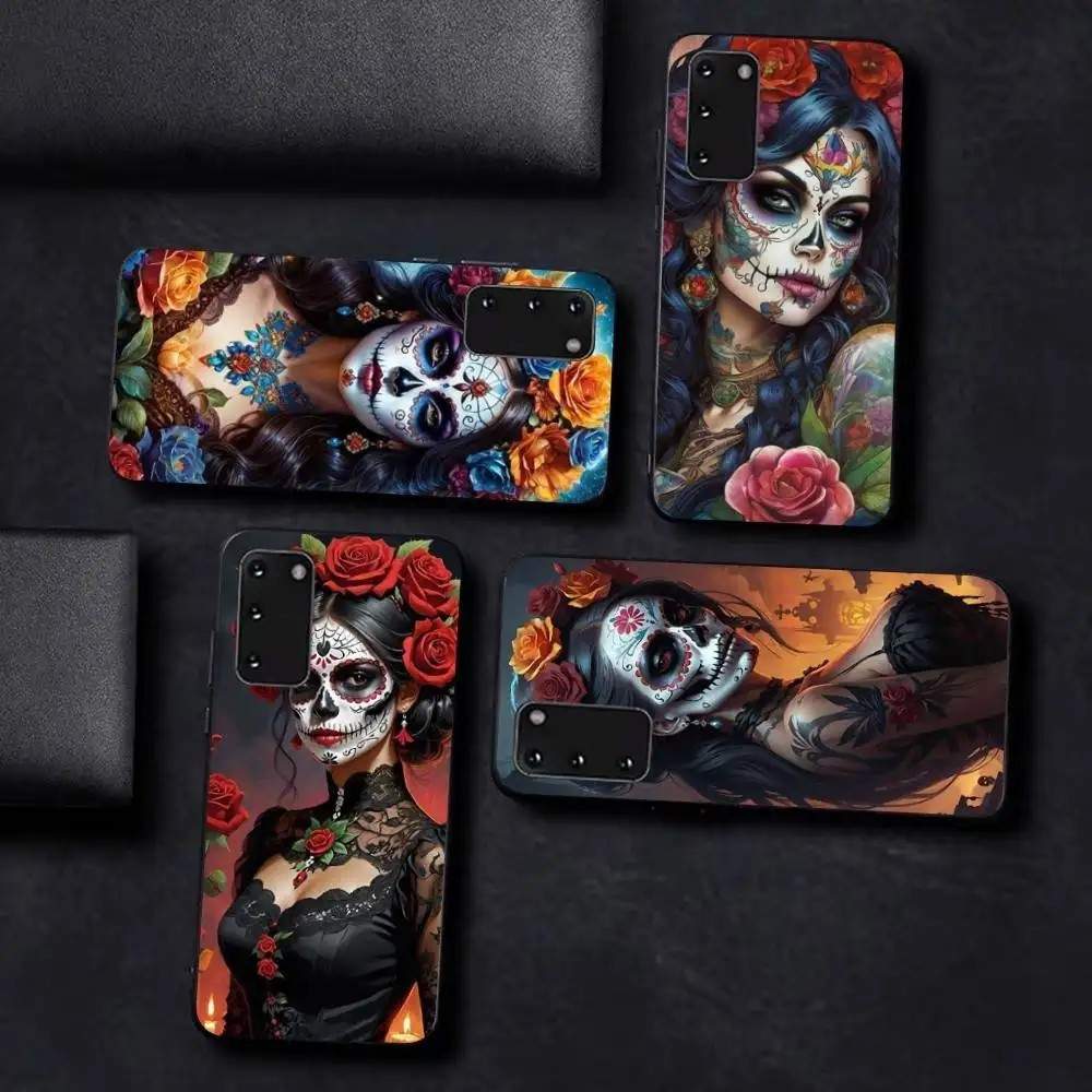 Capinha Catrina: Caveira Floral para Samsung