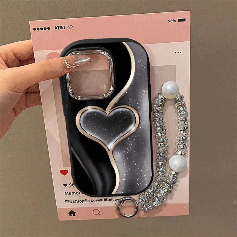 Capinha de Silicone Macia com Padrão de Coração para iPhone – Proteção Antiqueda e Estilo