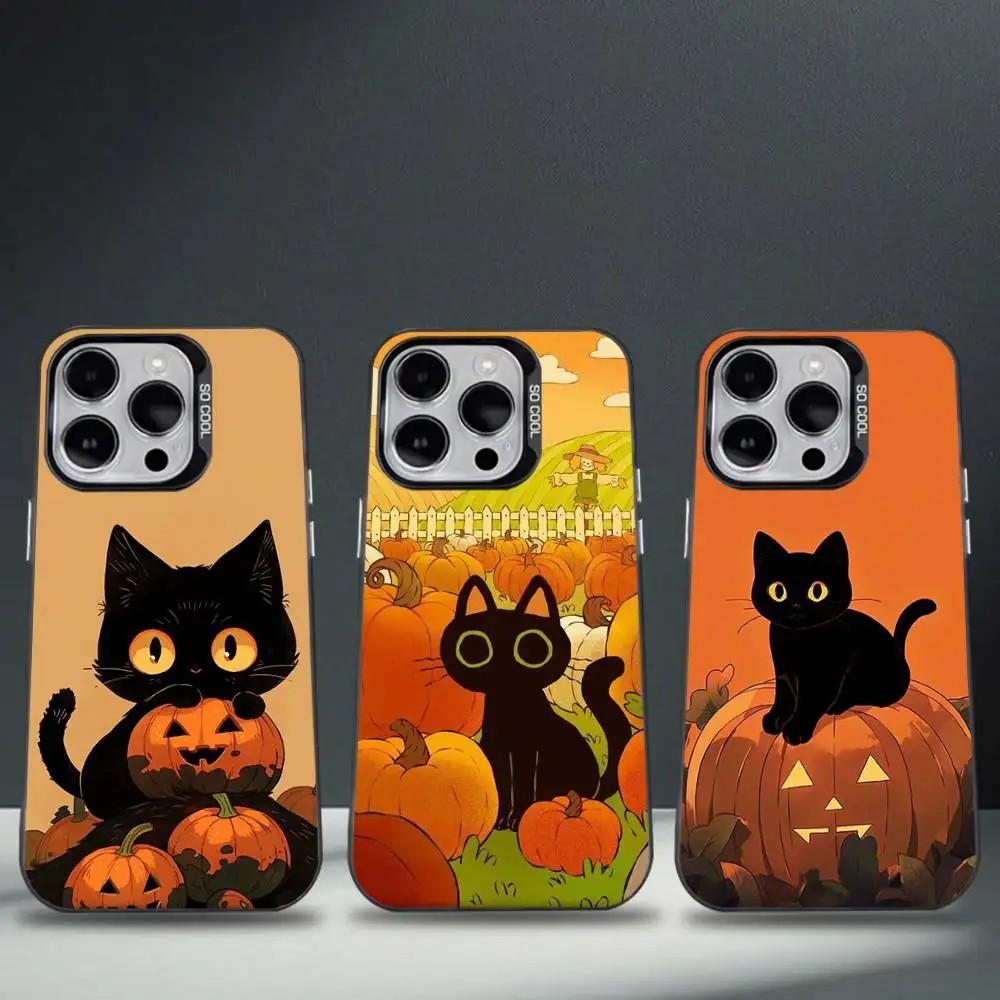 Capinha Halloween Gato Abóbora iPhone