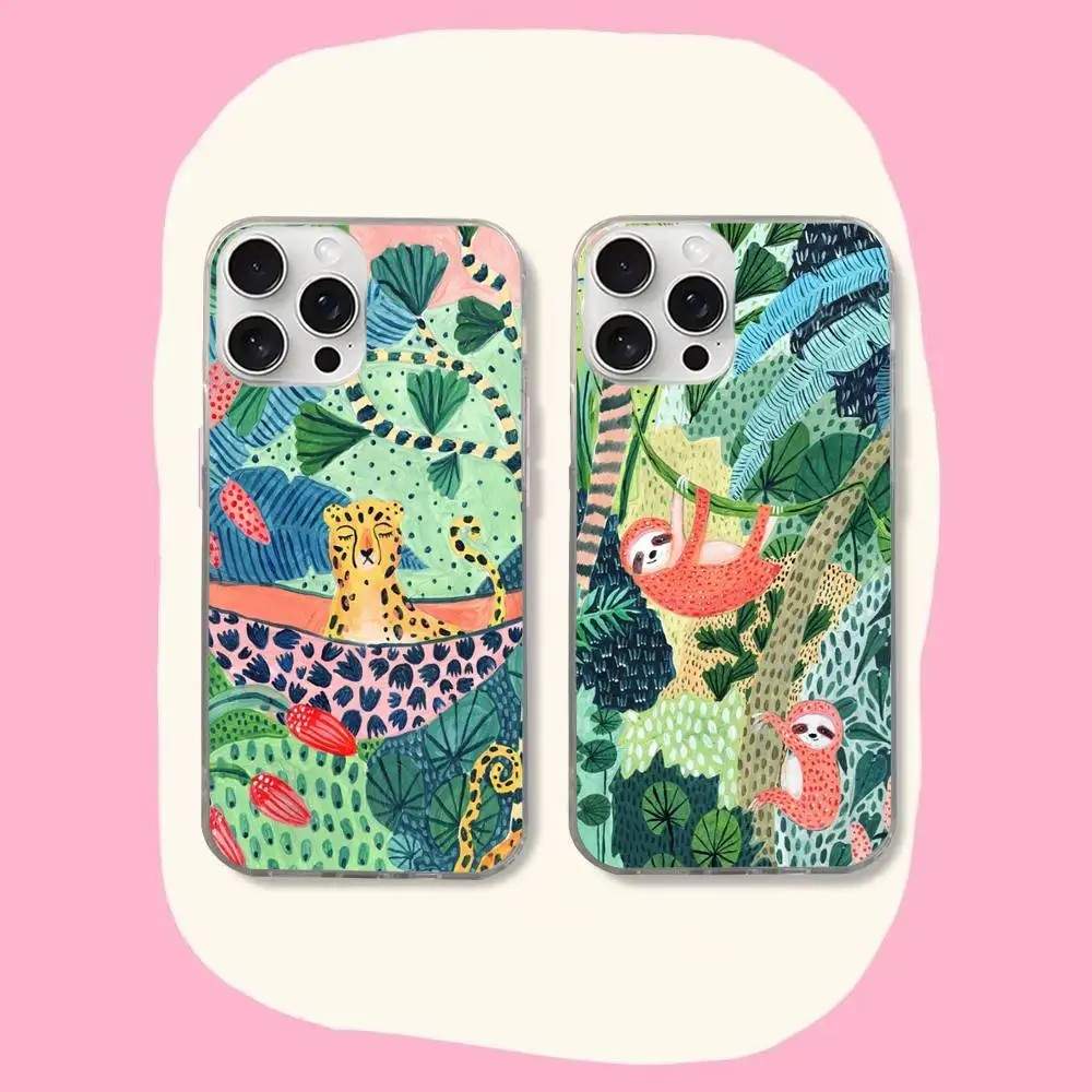 Capinha iPhone: Selva Encantada - Gatos, Cobras e Preguiças!