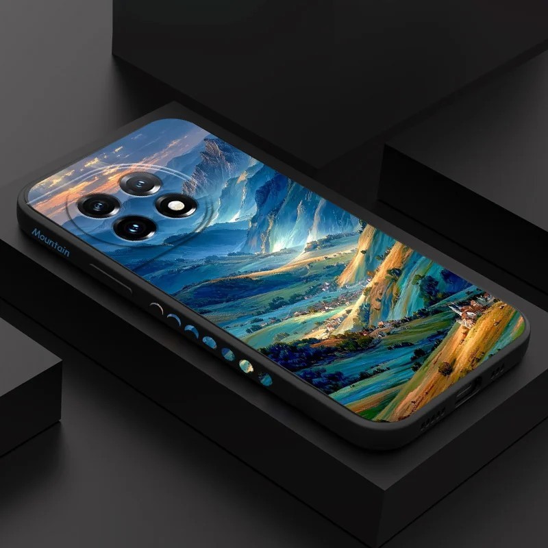 Capinha Oneplus: Paisagem Montanhosa em Silicone Líquido