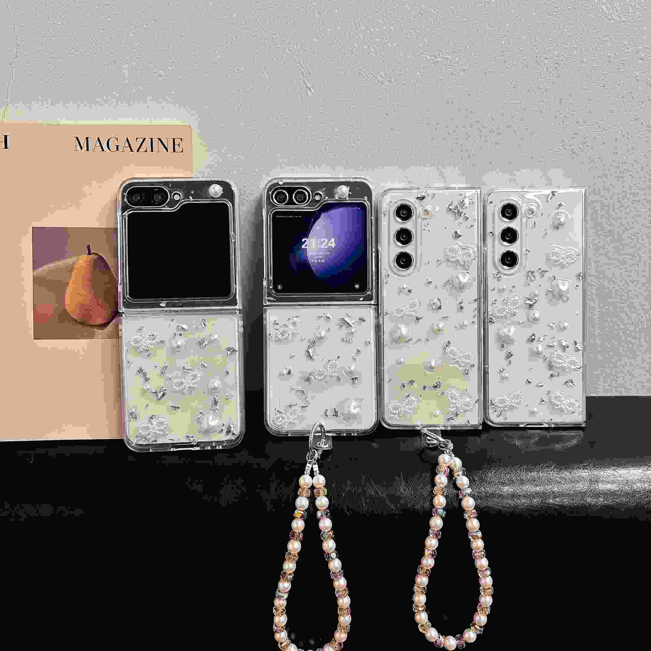 Capinha Samsung Z Flip/Fold: Glitter, Pérolas e Pulseira!