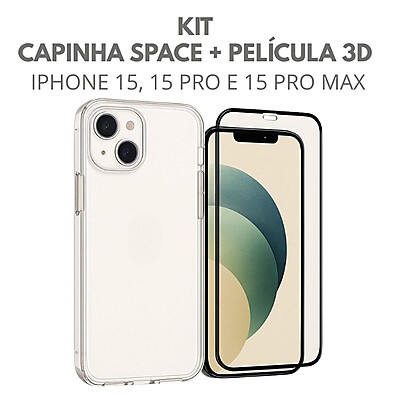 Capinha Transparente Space + Película 3D para iPhone 15