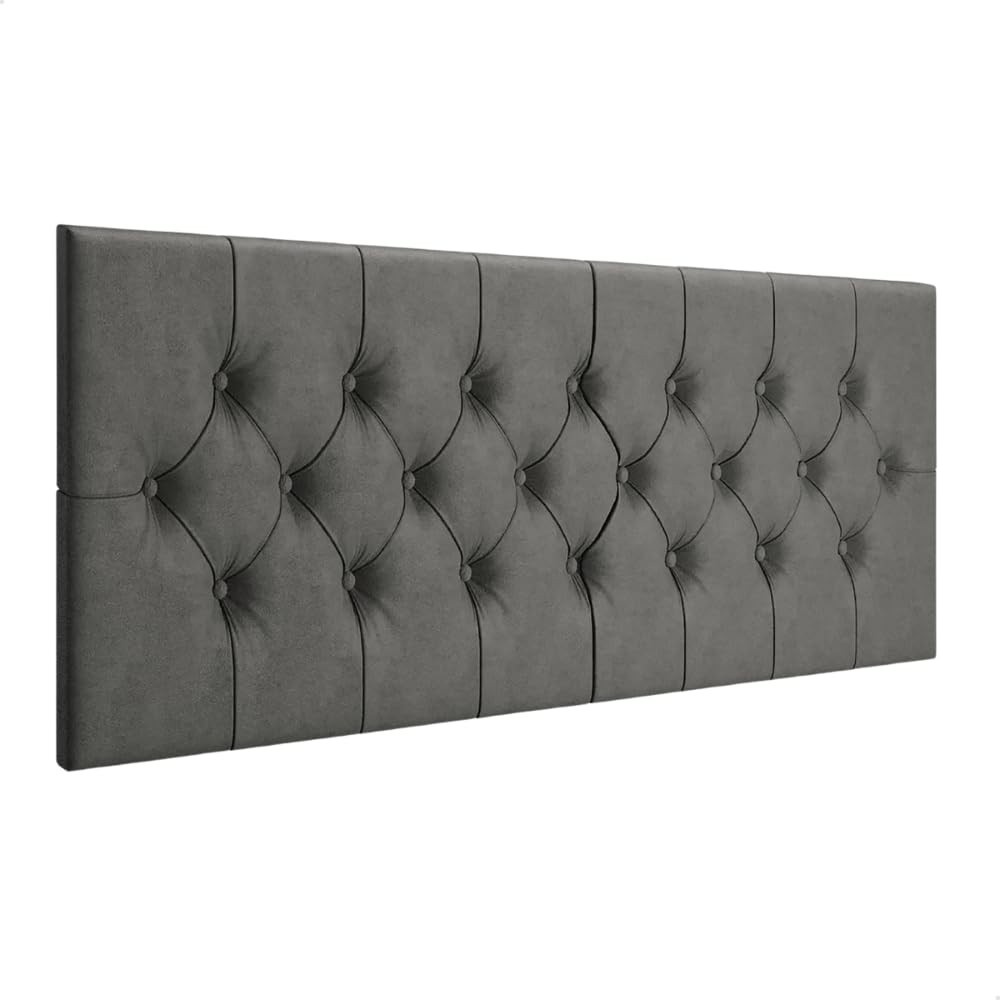 Cabeceira Casal Capitonê Estofada Paris Suede Cinza - Design Sofisticado e Conforto Premium