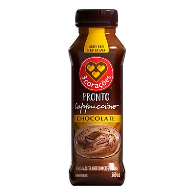 Cappuccino 3 Corações Chocolate: Pronto em 260ml!