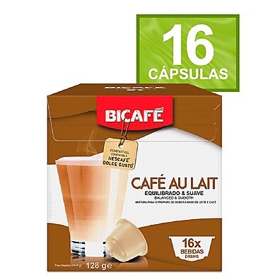 Cápsula Café com Leite Sem Açúcar Bicafé – 16 Un