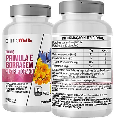 Kit Óleo de Prímula + Borragem + Triptofano – 60 Cápsulas
