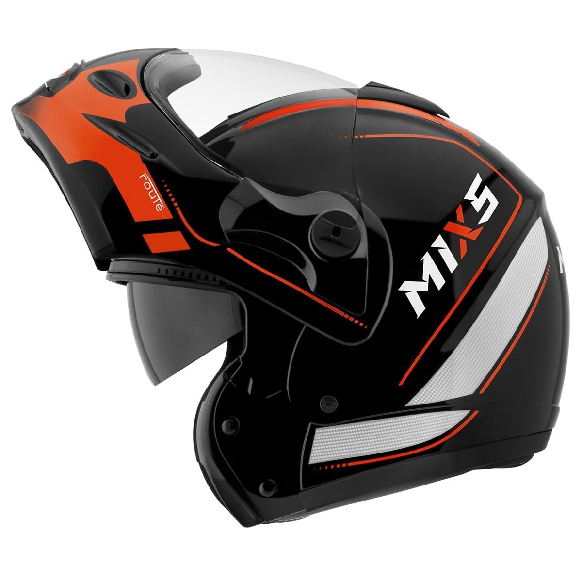 Capacete Mixs Captiva Route Robocop Brilhante Cinza/Laranja c/ Viseira Fumê
