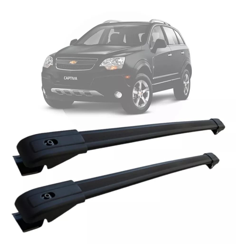 Rack Teto Travessa Slim Alumínio Preto para Captiva - Bagageiro GM