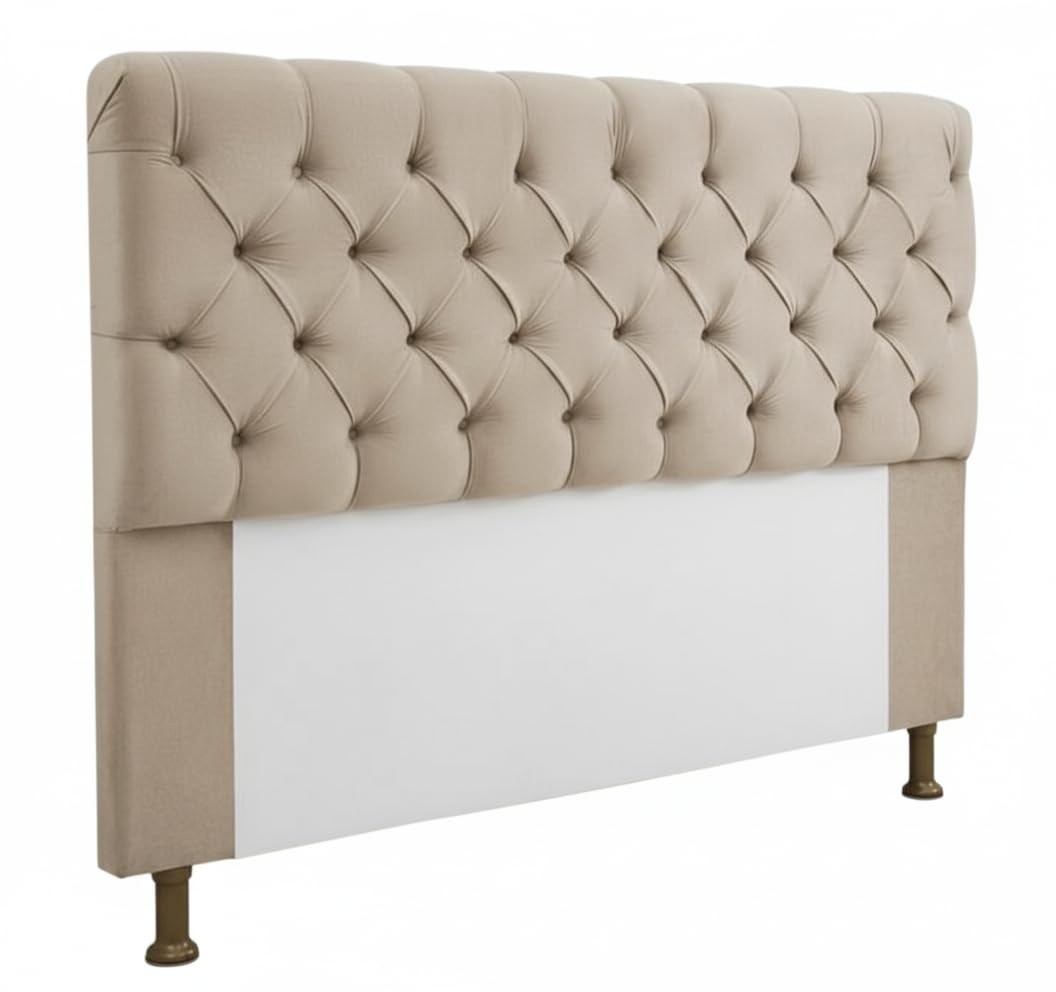 Cabeceira de Cama Queen Mirage Captonê Suede Bege - Estilo e Conforto para Seu Quarto