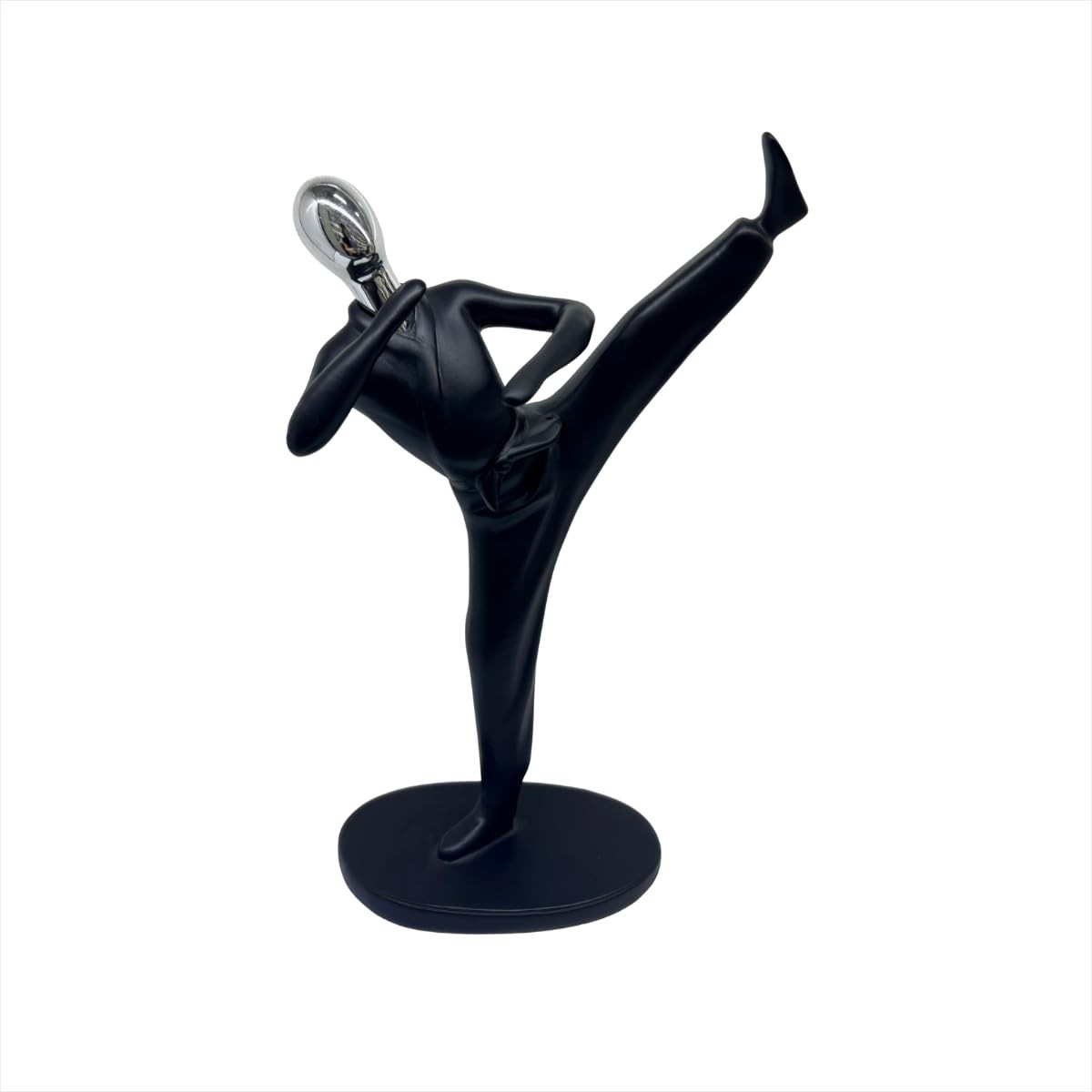 Estatueta de Carate em Poliresina Preta 27 cm - Decoração Moderna e Versátil