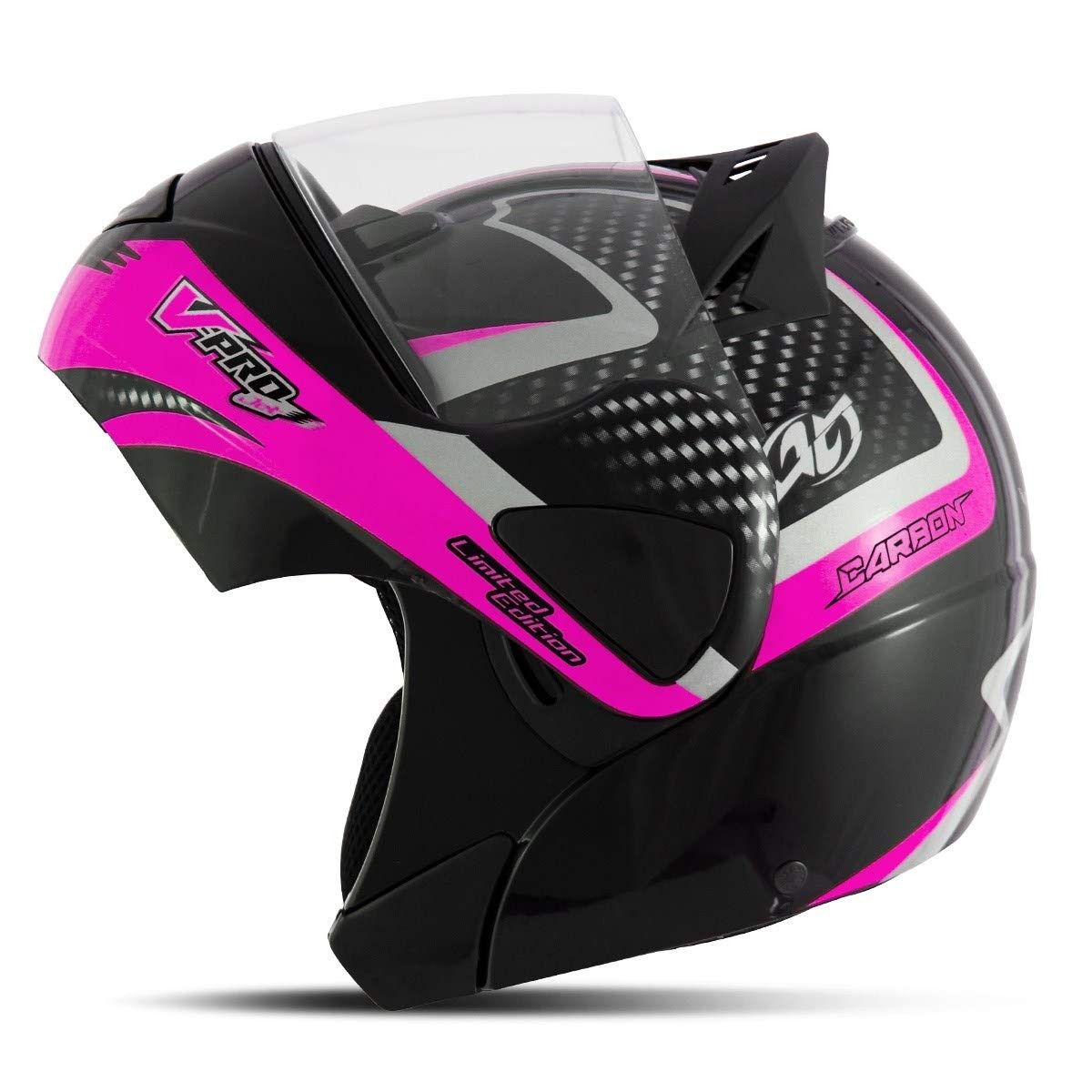 Capacete Escamoteável Pro Tork V-Pro Jet 2 Carbon Preto/Rosa - Segurança e Estilo