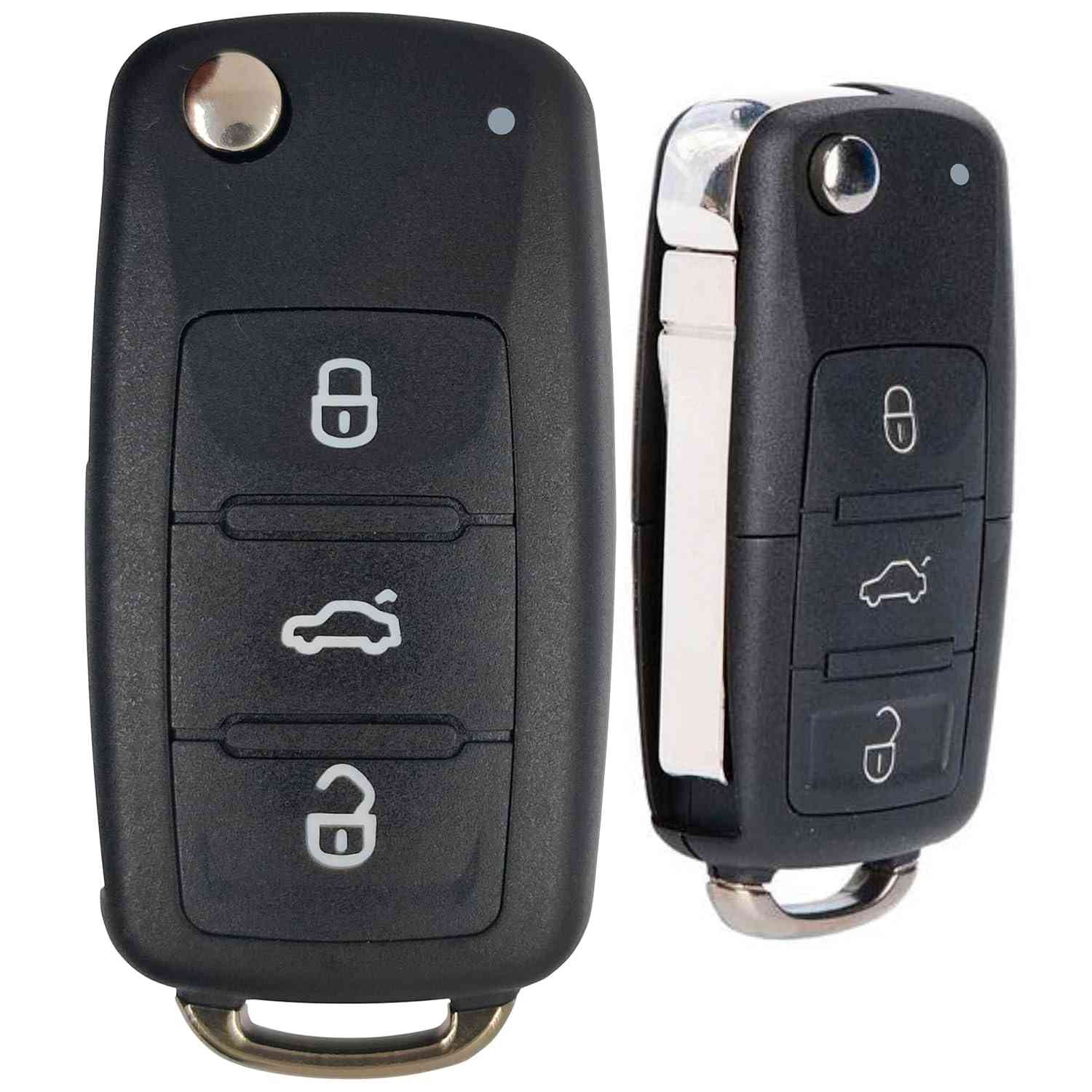 Kit Carcaça Chave Canivete 3 Botões para Gol, Voyage G6, Amarok, Fox e Up - Lâmina Virgem e Emblema Incluso