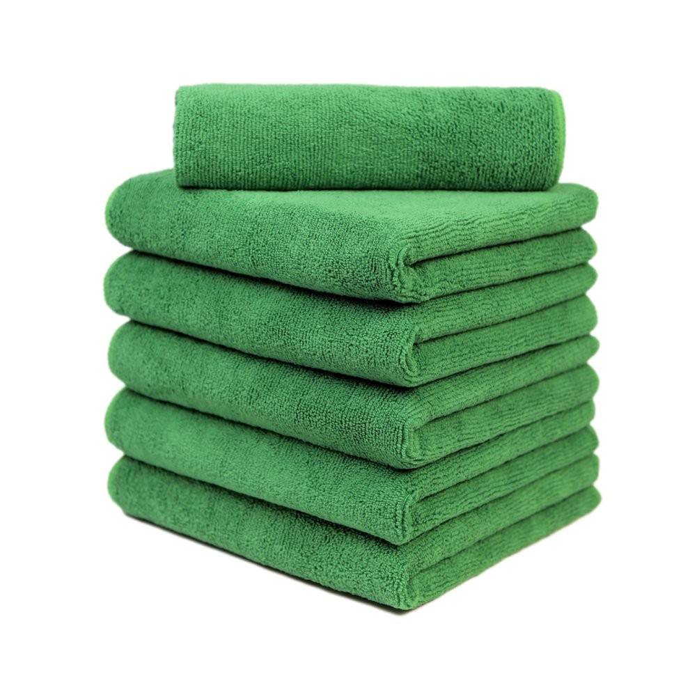Toalhas de Microfibra Premium CARCAREZ para Polimento e Secagem de Carros - 340 g/m², Sem Fiapos, Pacote com 6 (Verde)