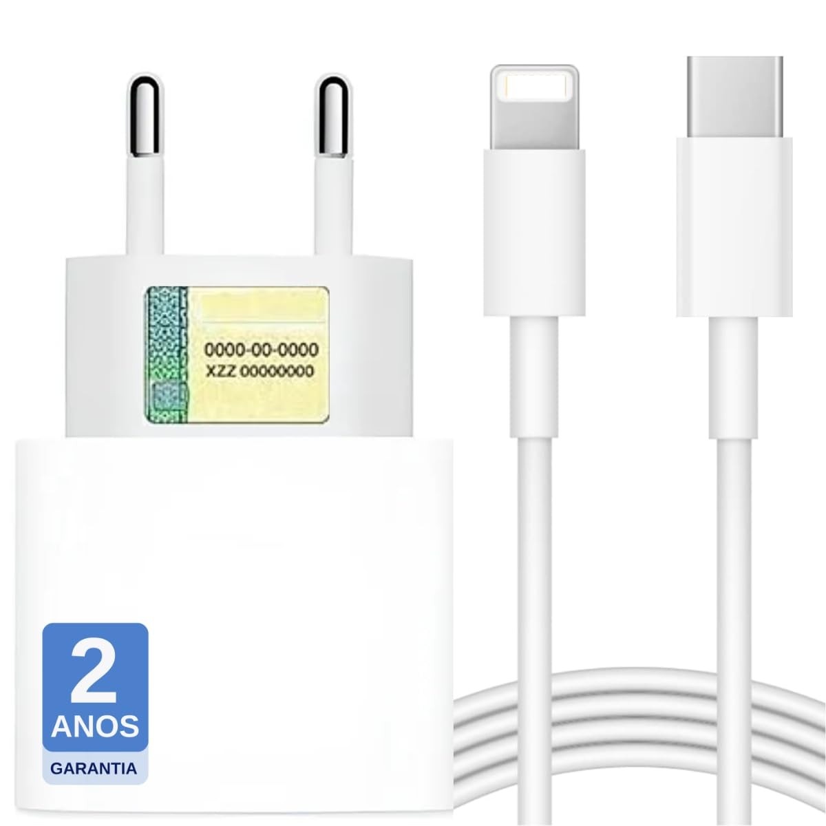 Carregador Turbo 25W PD USB-C para iPhone 8 ao 14 Pro Max - Carga Rápida com Cabo Ligtnin