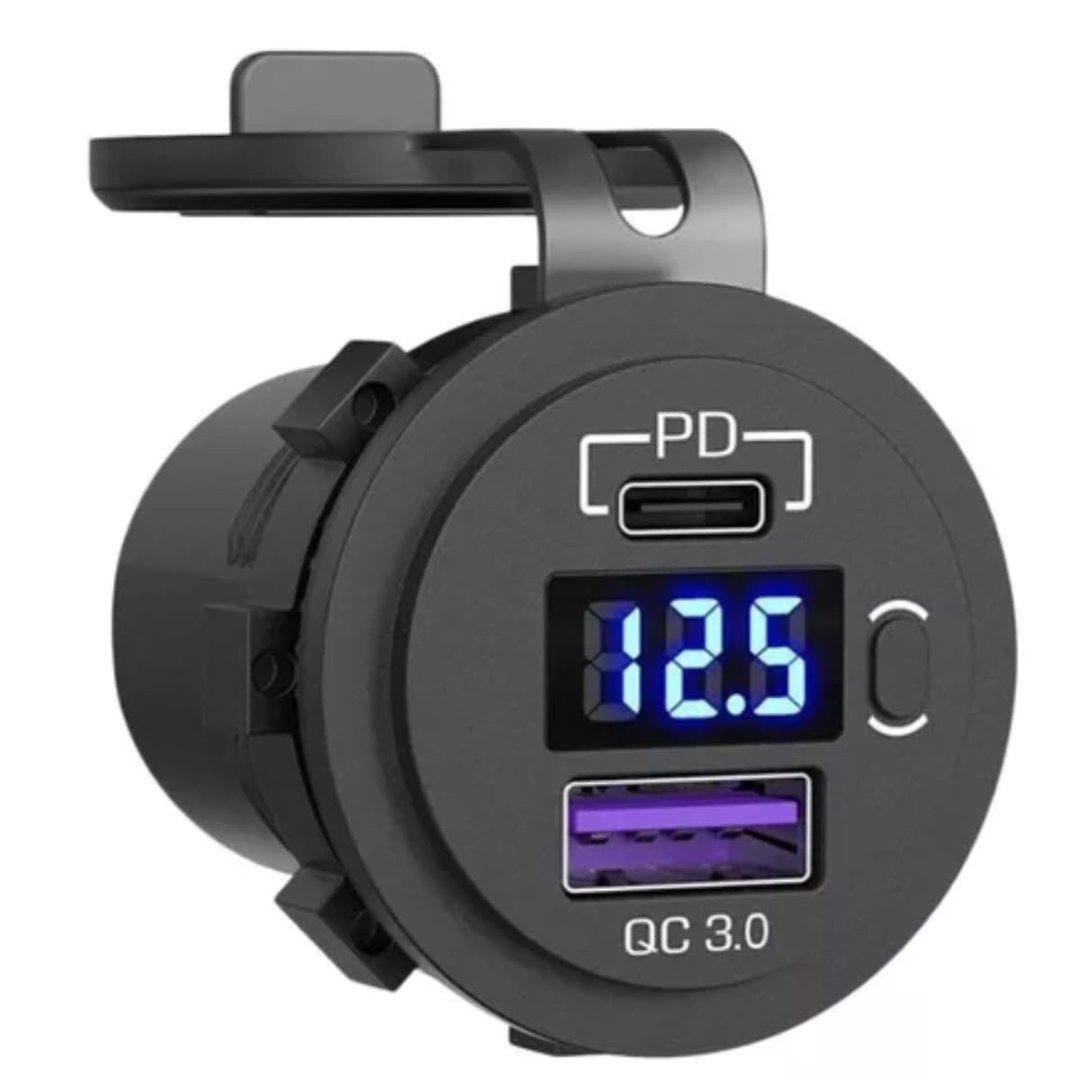 Carregador Veicular USB-C PD 3.0 50W com Voltimetro e Carga Rápida