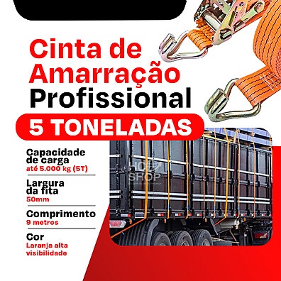 Cinta de Amarração 5T 9m com Catraca - Segurança e Força na Carga