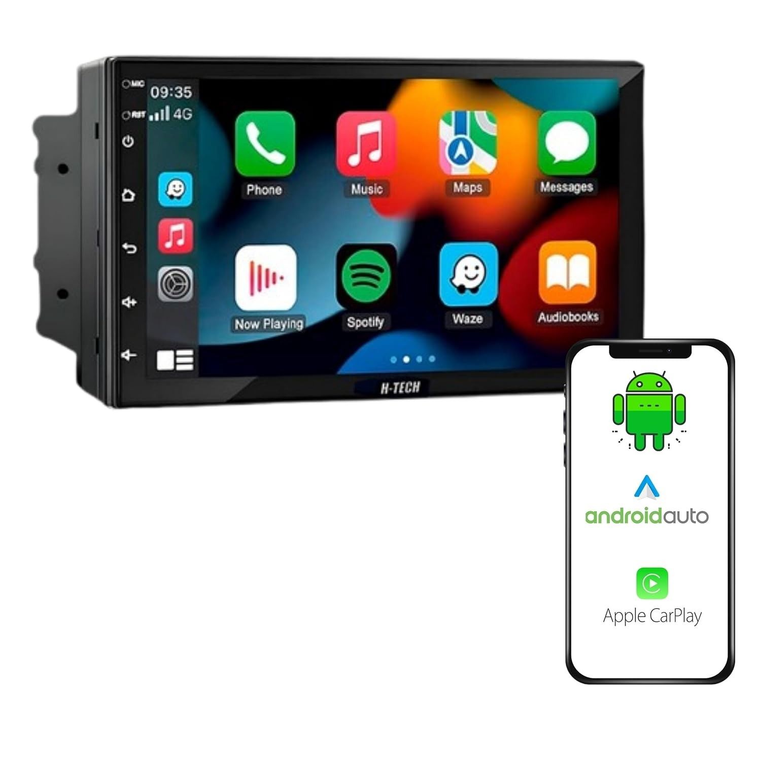 Central Multimídia Android 13 QLED 7" Slim 2 DIN - Espelhamento Total, CarPlay & Android Auto