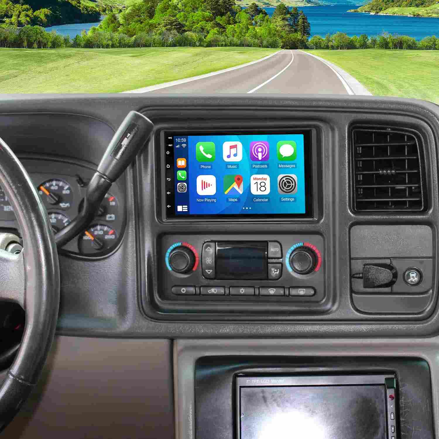 Central Multimídia Android 13 para Silverado/Sierra 2003-2006: GPS, CarPlay, WiFi e Bluetooth