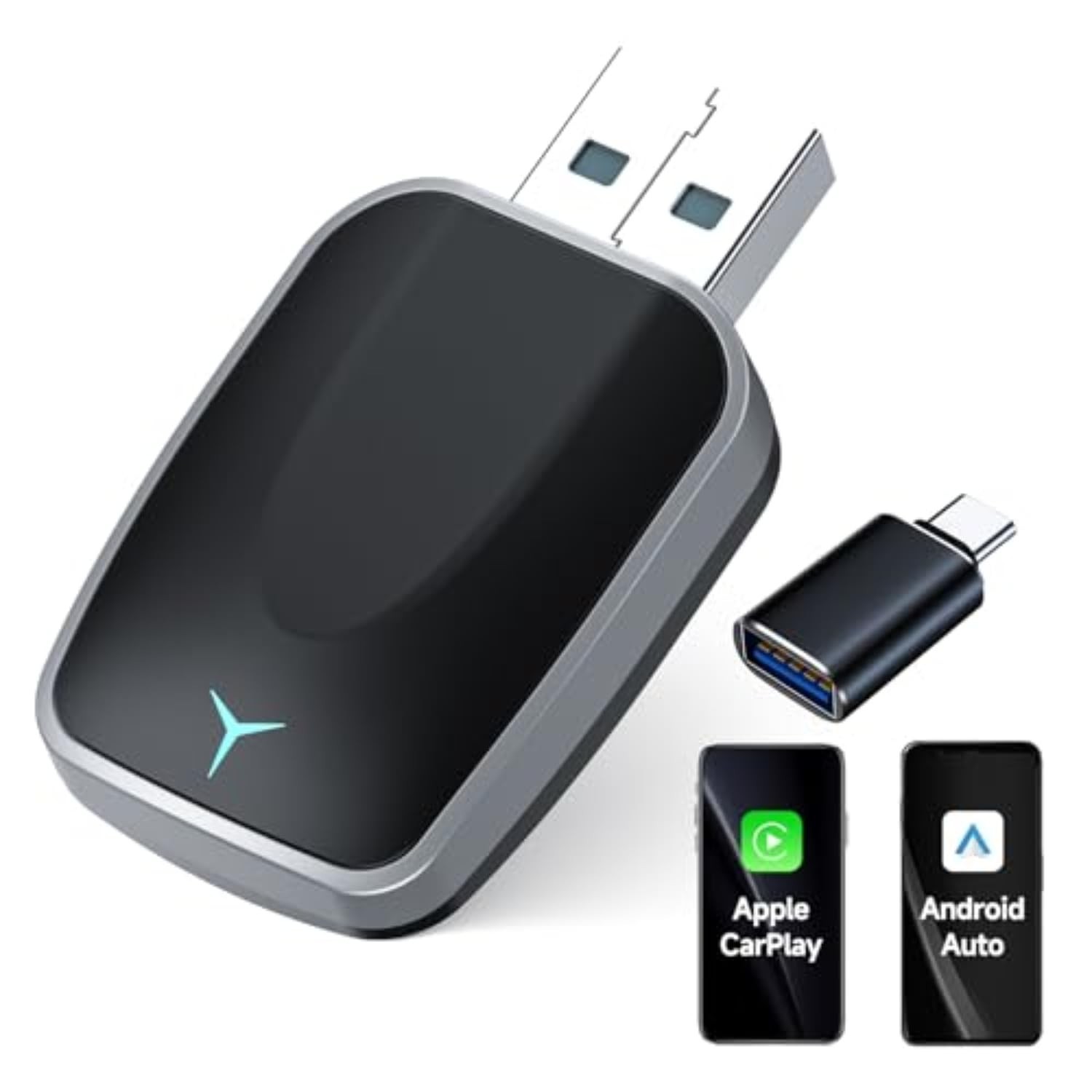 Adaptador Wireless 2 em 1: CarPlay e Android Auto Sem Fio Ultra Rápido 5.8GHz