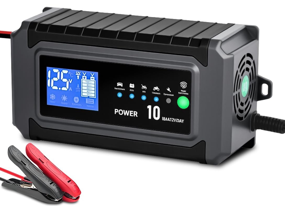 Carregador de Bateria 12V Inteligente: Reparo Automático para Carro e Moto