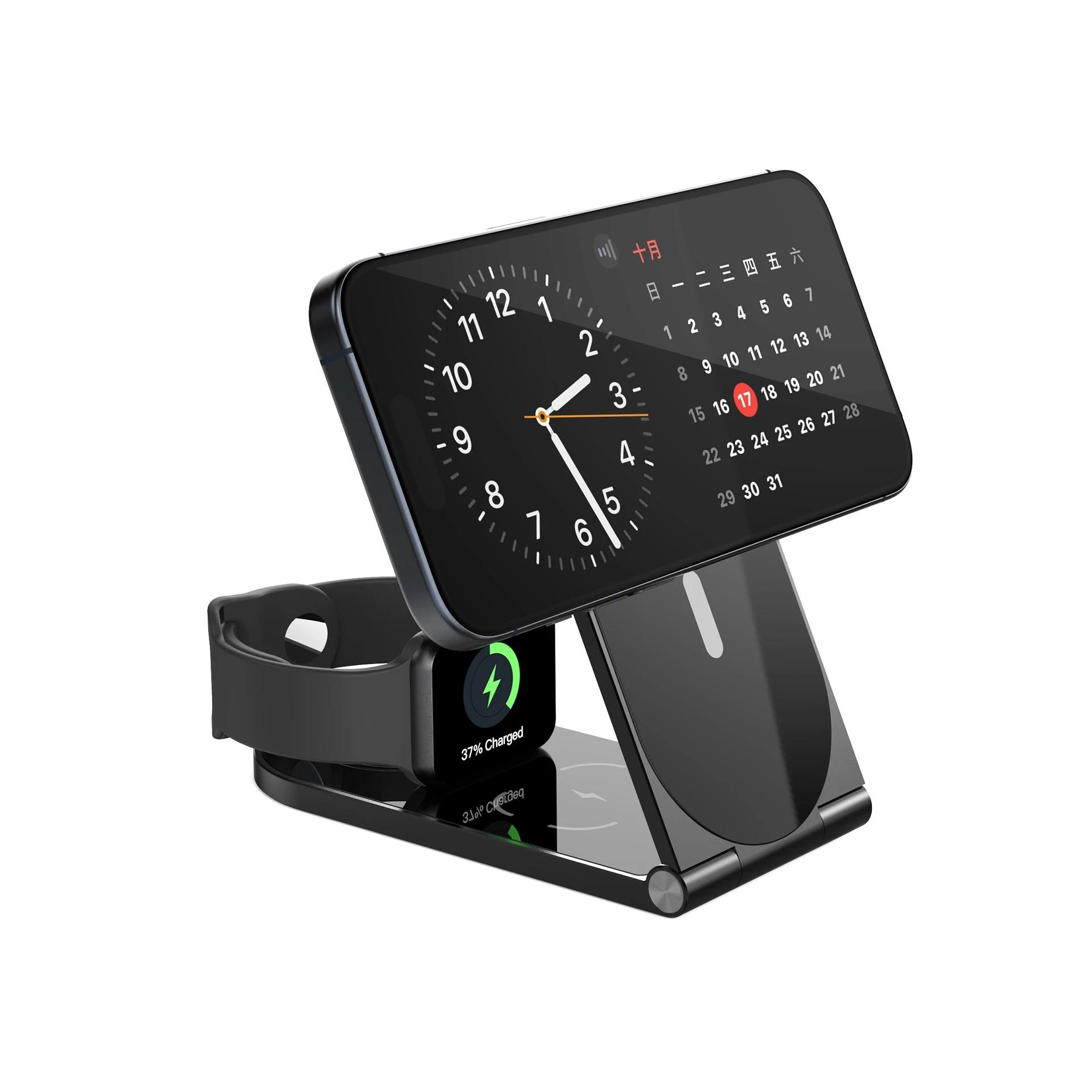 Carregador 3 em 1 Dobrável: Wireless e Magnético!