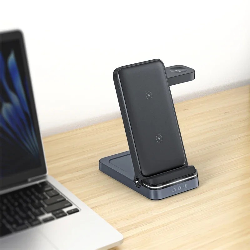 Carregador 3 em 1 Dobrável: Wireless Rápido!