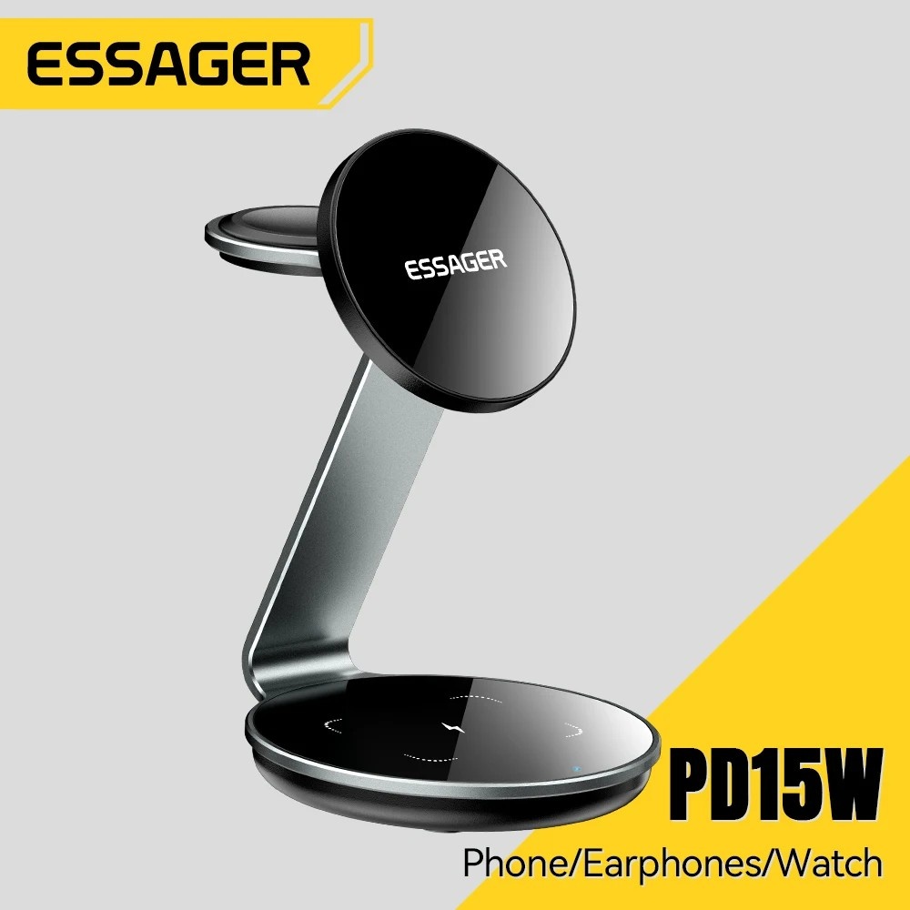 Carregador 3 em 1 Essager: iPhone, Apple Watch e AirPods