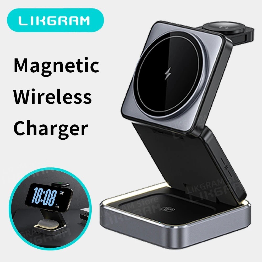 Carregador 3 em 1 LIKGRAM: iPhone, Apple Watch e AirPods