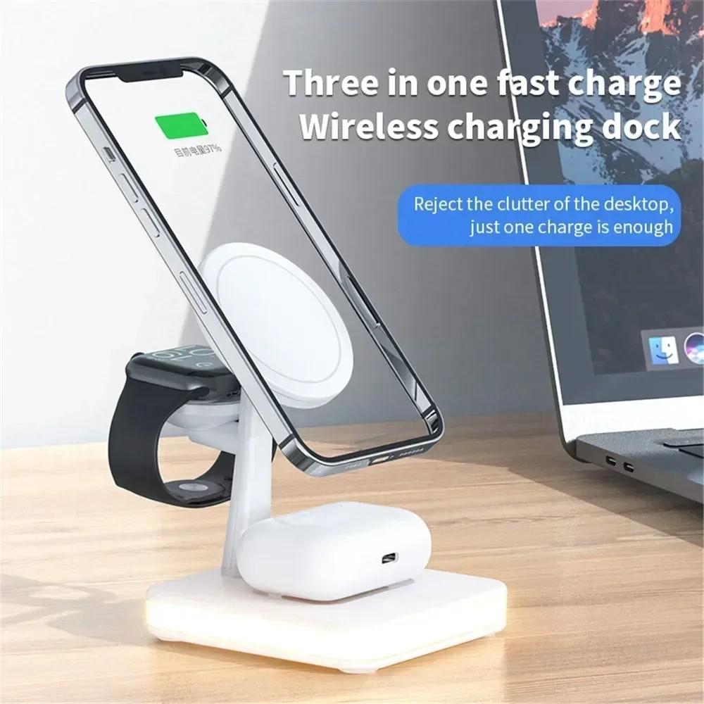 Carregador 3 em 1 Magnético: iPhone, Apple Watch e AirPods