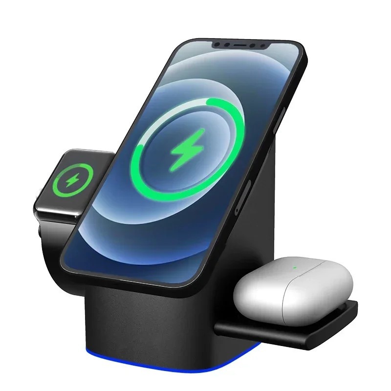 Carregador 3 em 1 Sem Fio: iPhone, Apple Watch e AirPods