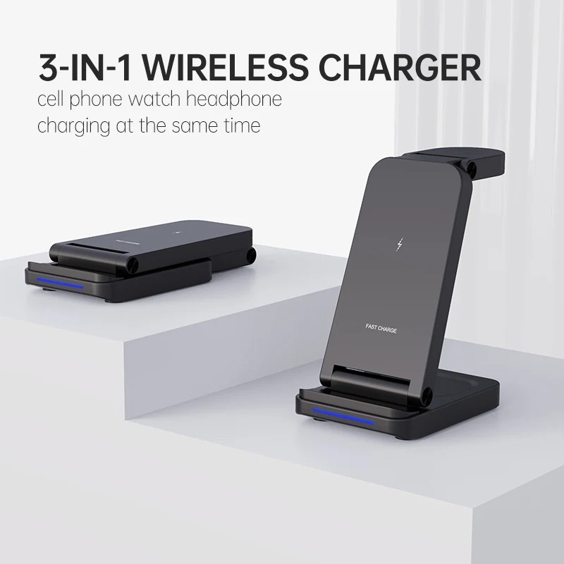 Carregador 3 em 1 Sem Fio: iPhone, Apple Watch e Fones