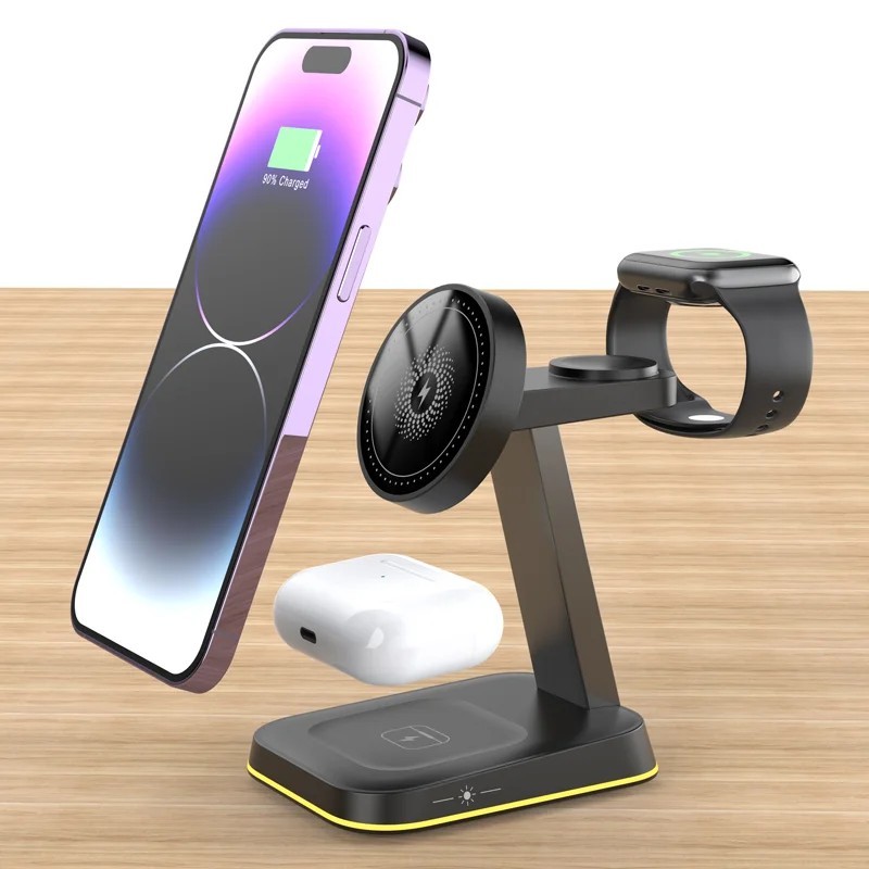 Carregador 3 em 1: Smartwatch, Fone e Celular