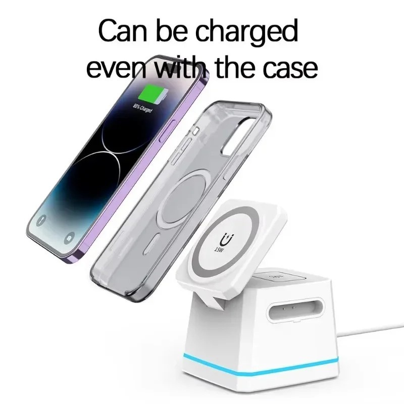 Carregador 3 em 1: Wireless, Lâmpada e Suporte!