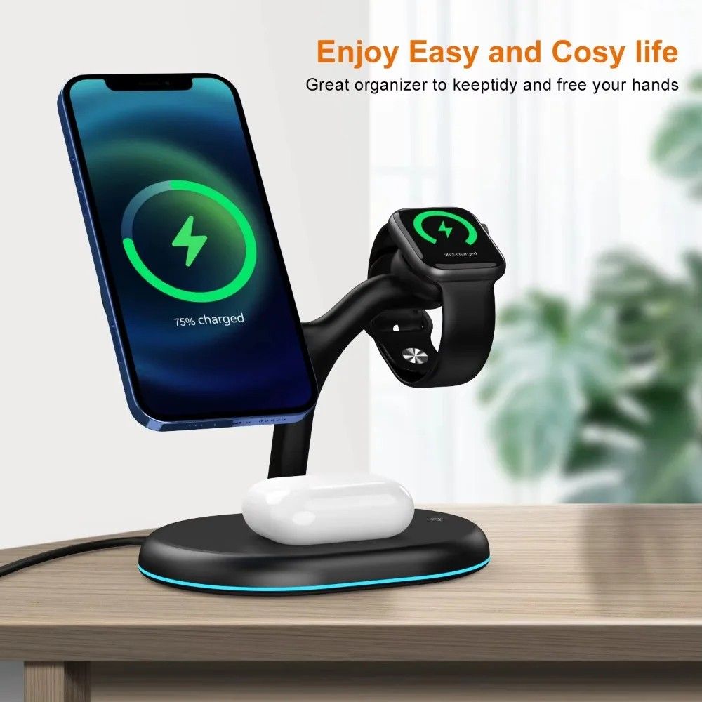 Carregador 3 em 1: Wireless Rápido e Eficiente