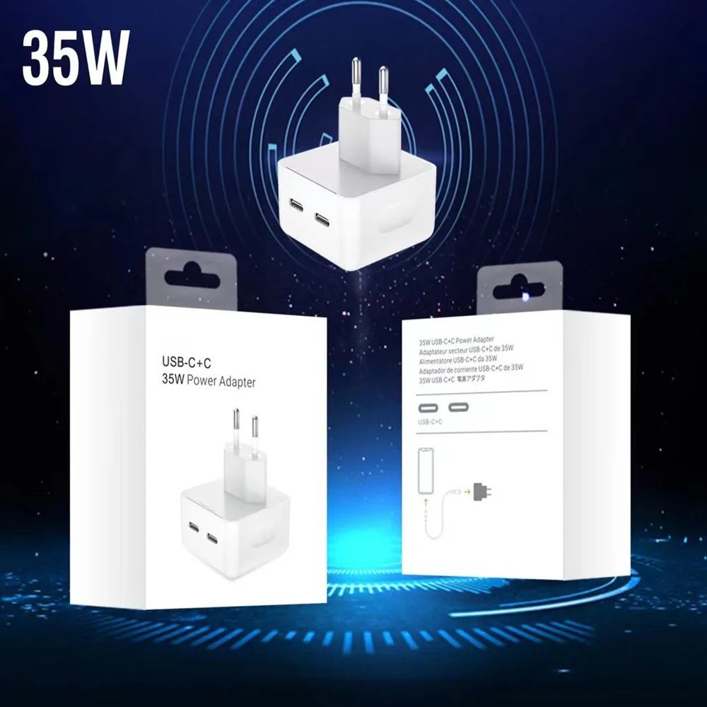 Carregador 35W USB-C Duplo: iPhone 15 e Mais!