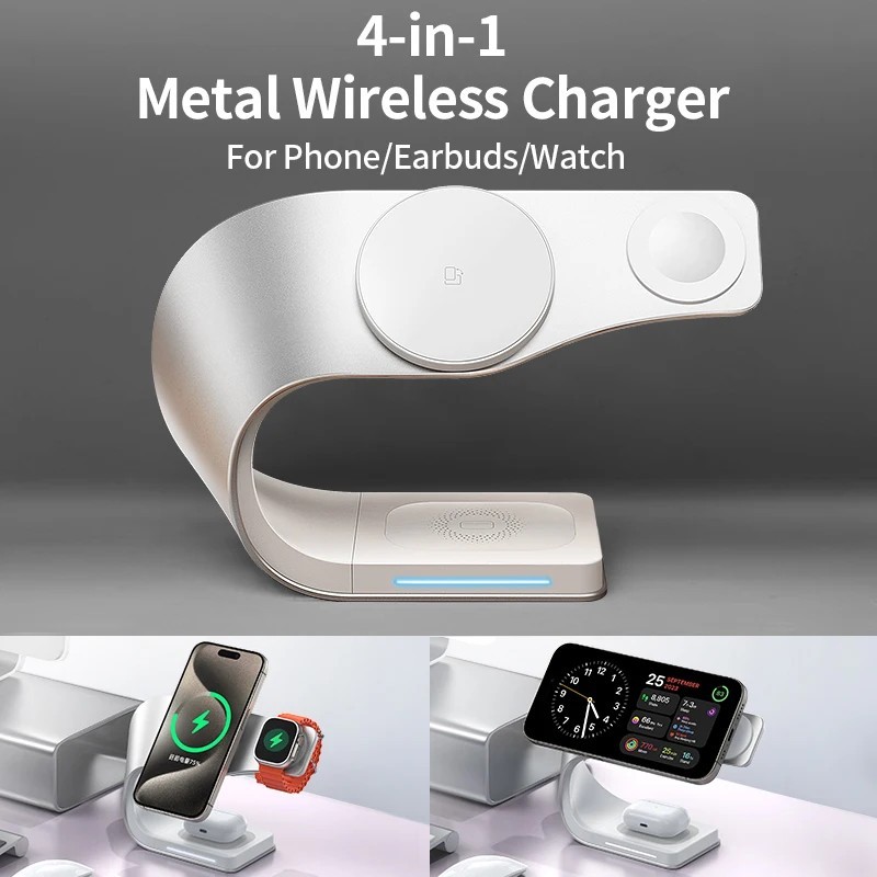 Carregador 4 em 1: iPhone, Apple Watch e AirPods
