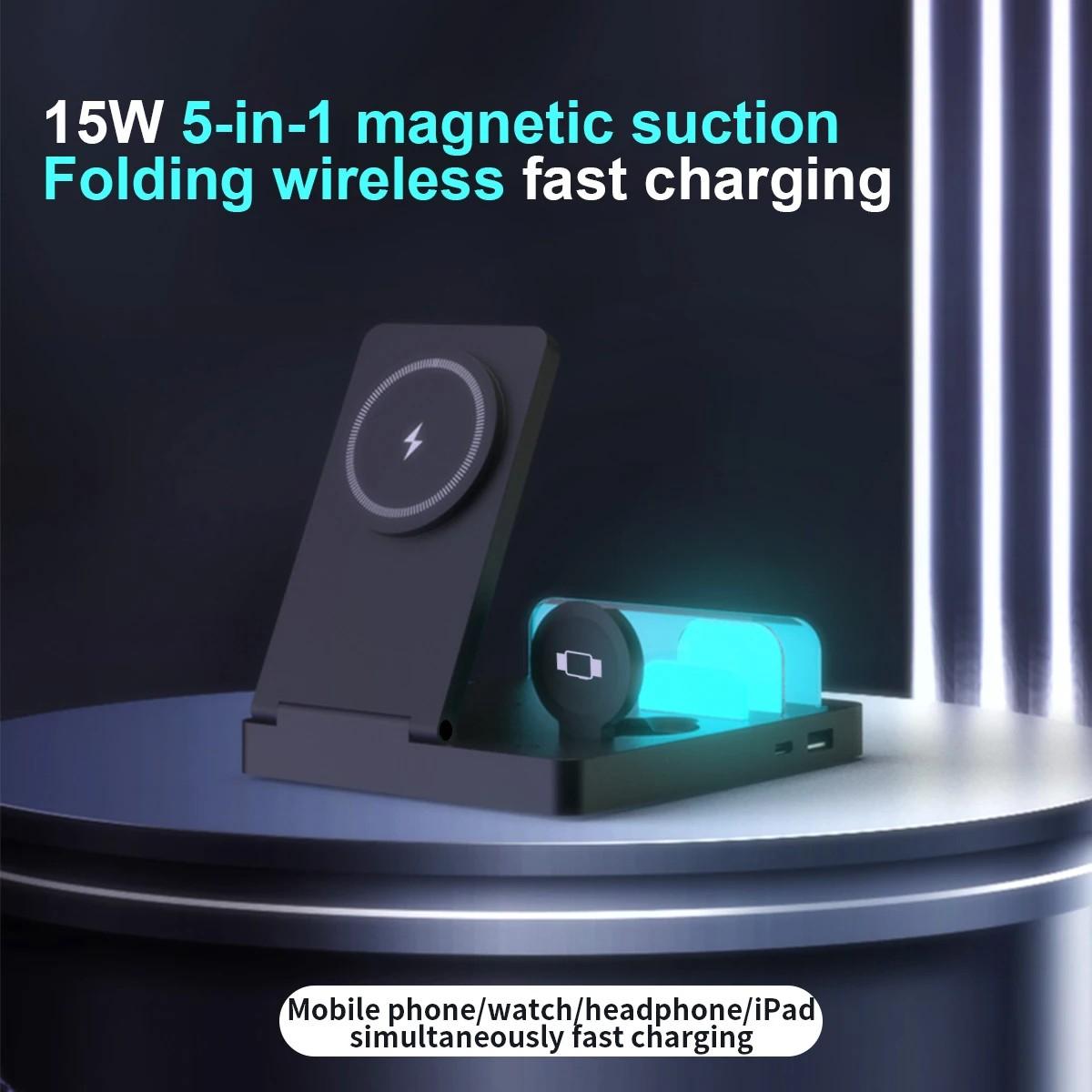 Carregador 5 em 1: Wireless, Luminária e Dobrável!