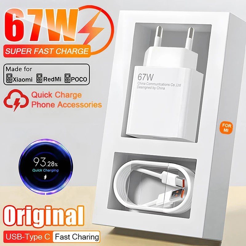 Carregador 67W GaN Turbo: Carga Rápida Xiaomi, Samsung e Mais!